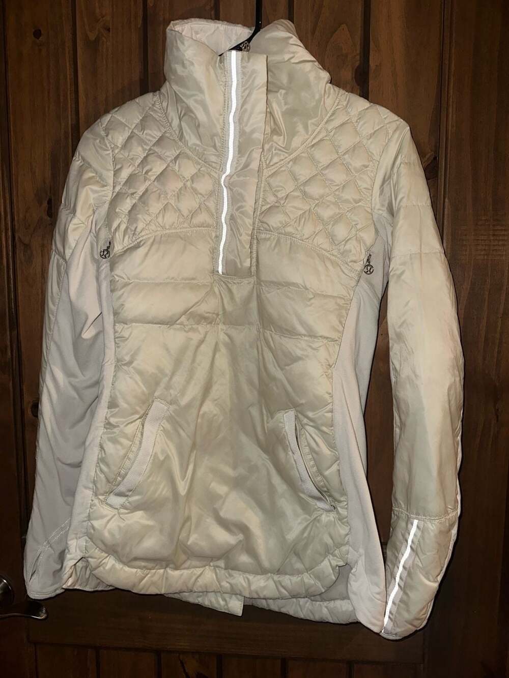 Lululemon What The Fluff Pullover Quilted Cream White Quarter Zip Jacket